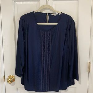 Boden US16 silk blend navy blue blouse
